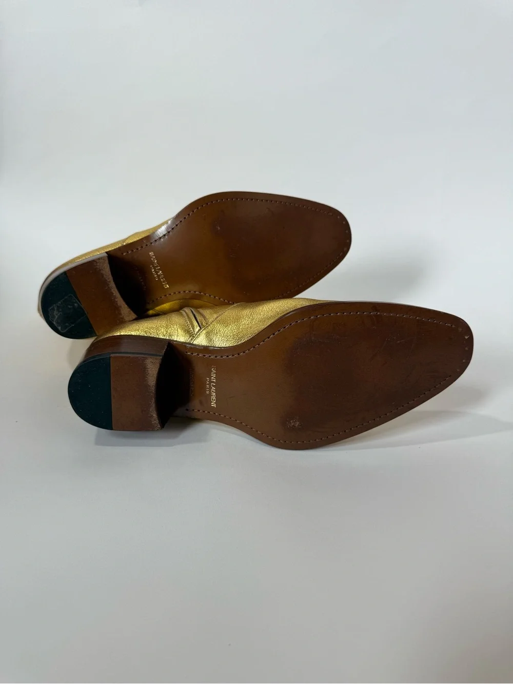 Saint Laurent Gold Leather Boots 41.5